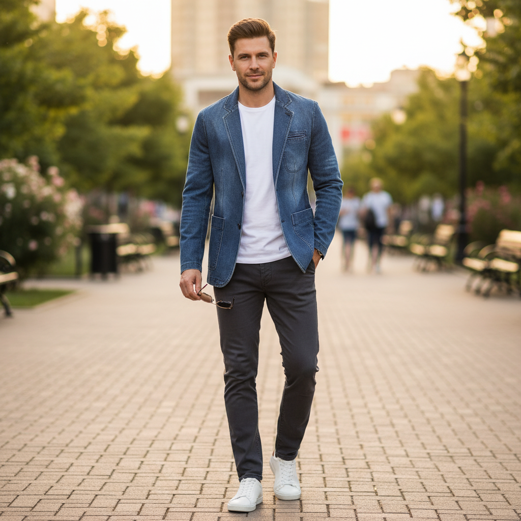 Maßgeschneiderter Jeansblazer Herren | Moderner Denim Blazer