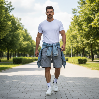 Herren Cargo-Bermuda Leinen-Baumwollmix mit Tunnelzugbund