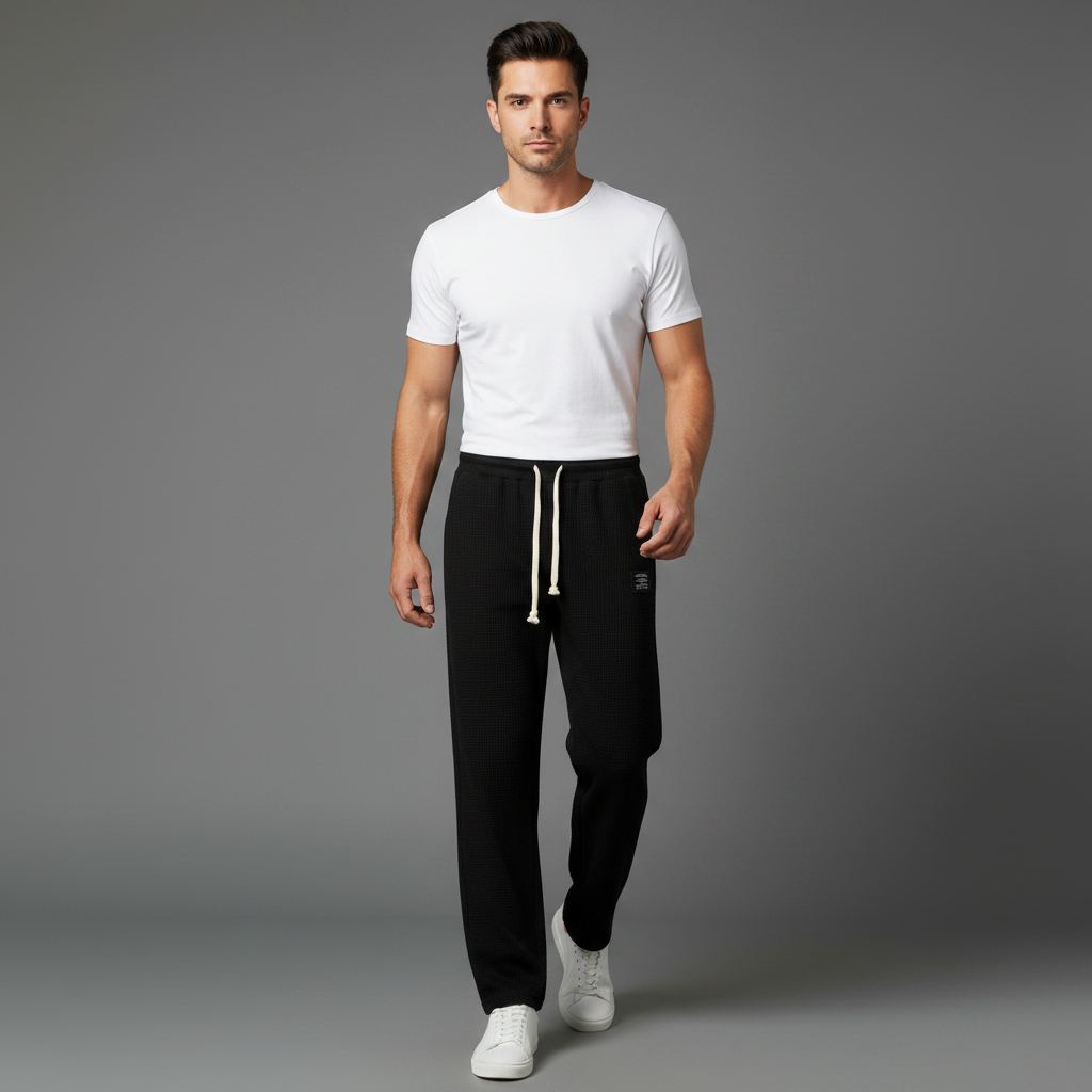 Herren Waffelstrick-Jogginghose | Trainingshose für Freizeit