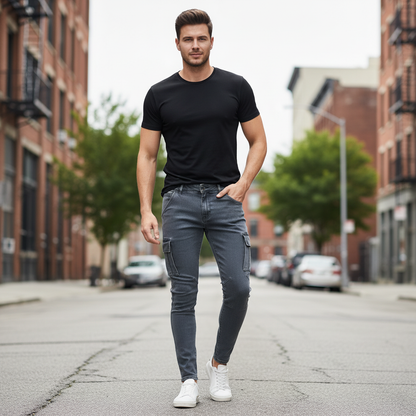 Cargo Jeans Herren | Vielseitige Ganzjahres-Jeans mit Taschen