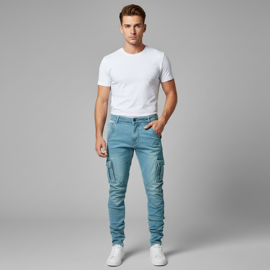 Slim-Fit Cargohose Männer | Stretch-Denim Komforthose