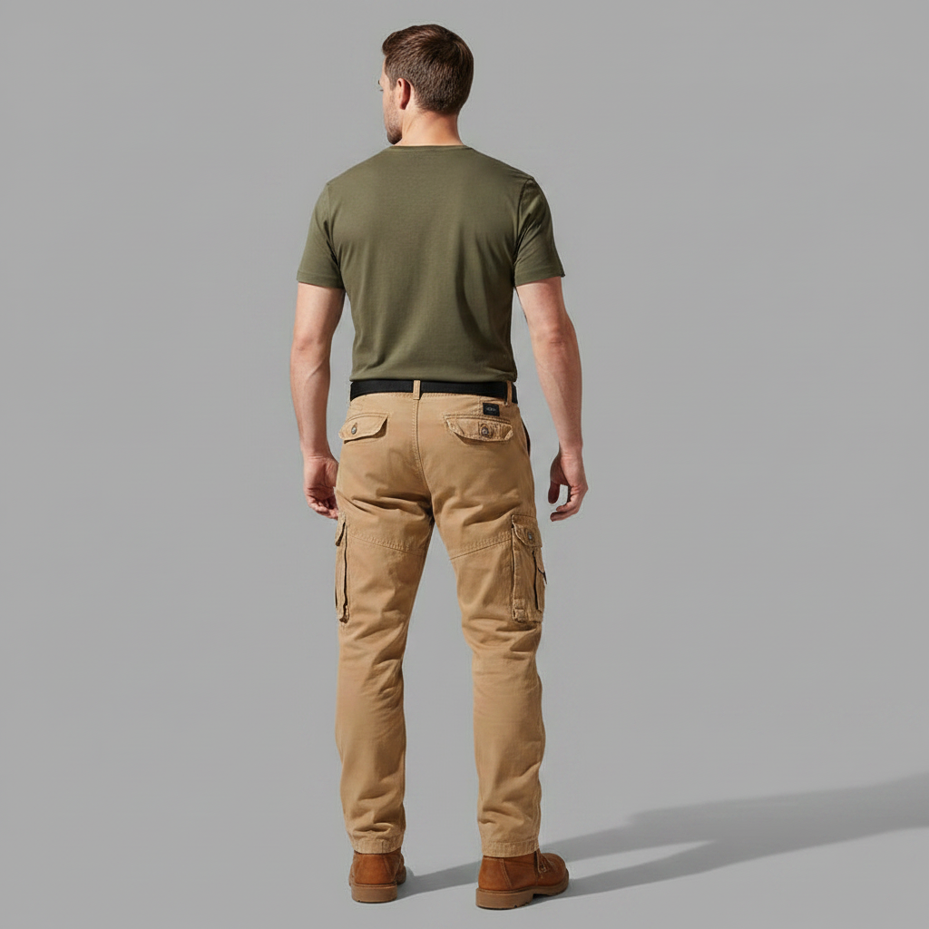 Herren Cargohose Relaxed Fit | Cargo Hose mit Verstellbaren Bündchen