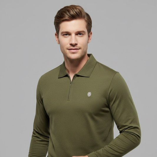 Langarm Poloshirt Herren | Moderner Freizeitlook mit Reißverschluss